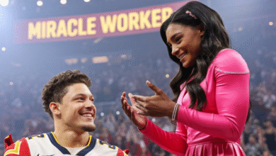 simone biles calls patrick mahomes a 'miracle worker'.